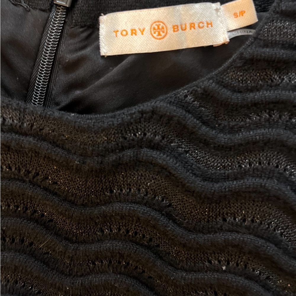 Tory Burch Black/ Metallic Knit Dress Sz Small - Picture 3 of 3